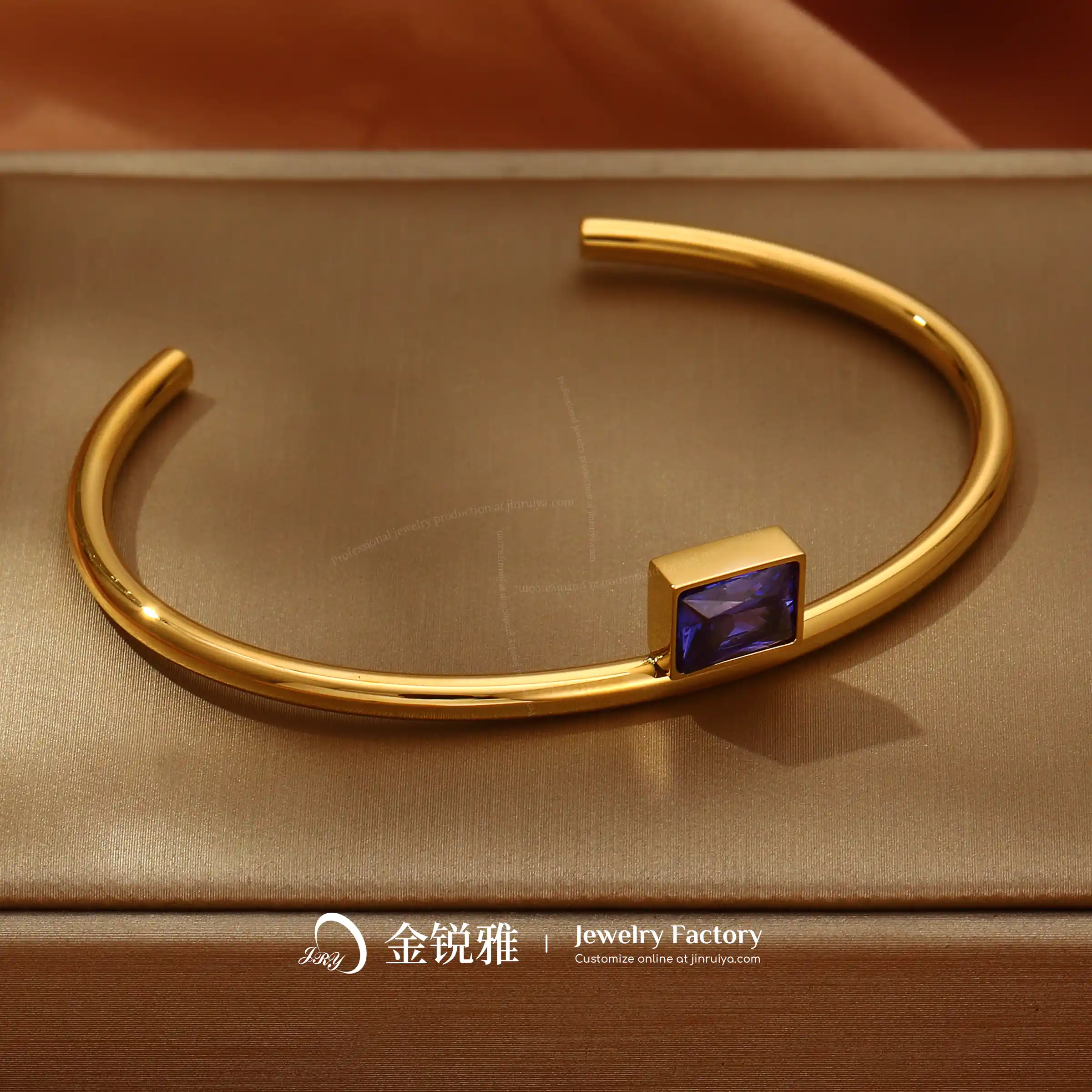 Still life photo of the bracelet with square zirconia