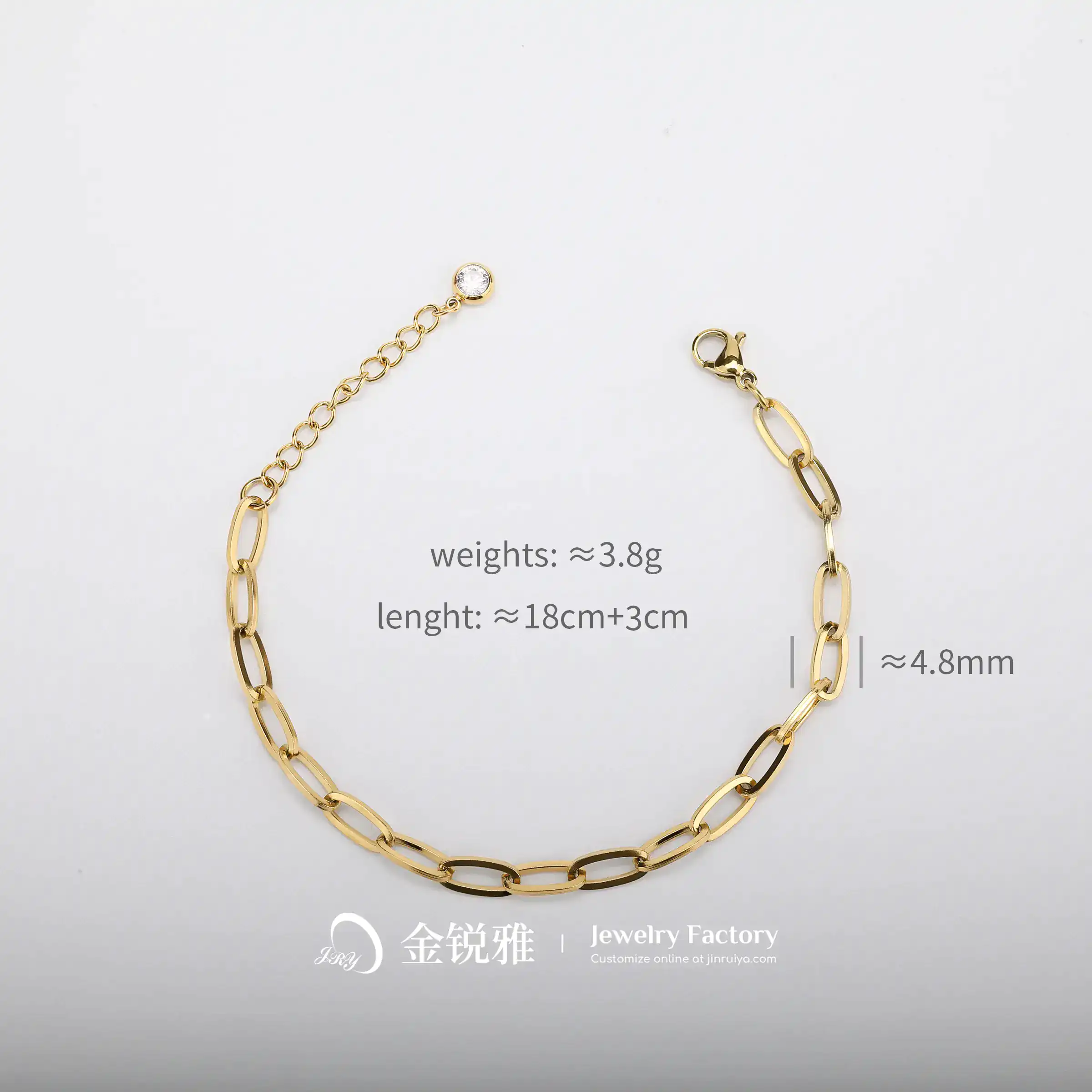 Oval Cross Chain Bracelet Size Infographic