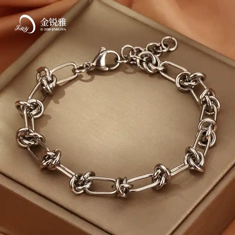 Bracelet chaîne torsadée en acier inoxydable