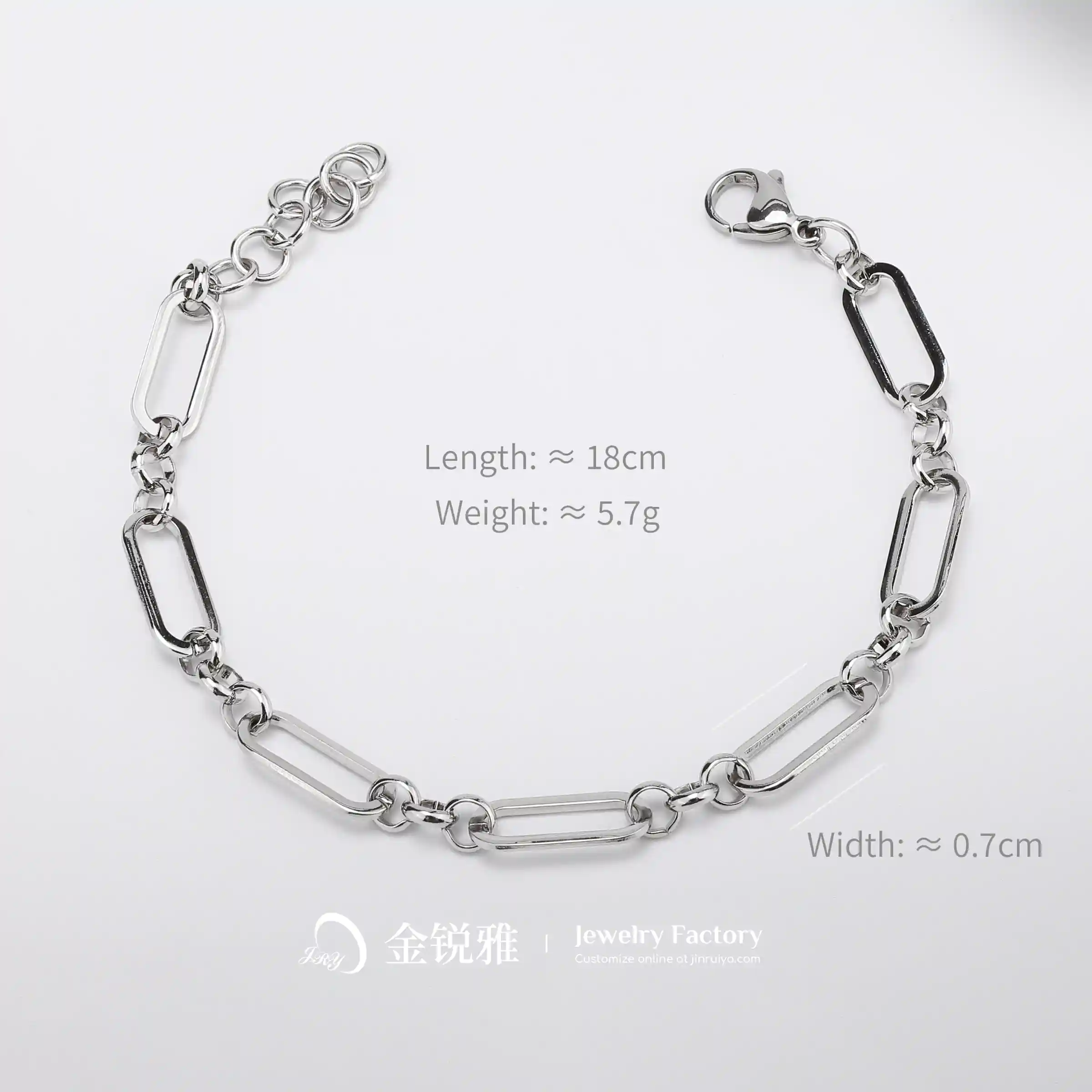 1:3 Oval Pearl Circle Chain Stainless Steel Bracelet Steel Color Size Chart