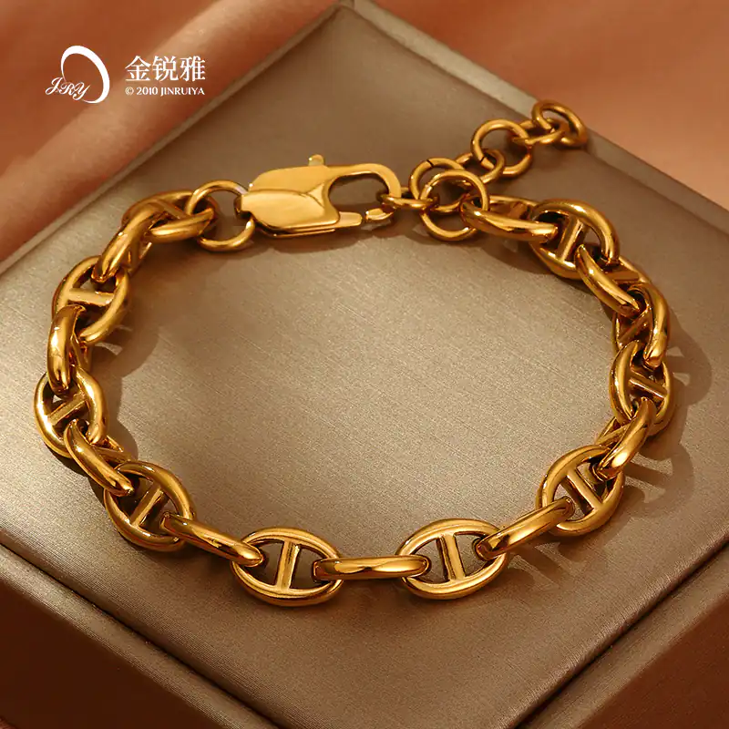 Unique Style Stainless Steel Coffee Bean Pig Nose Chain Bracelet