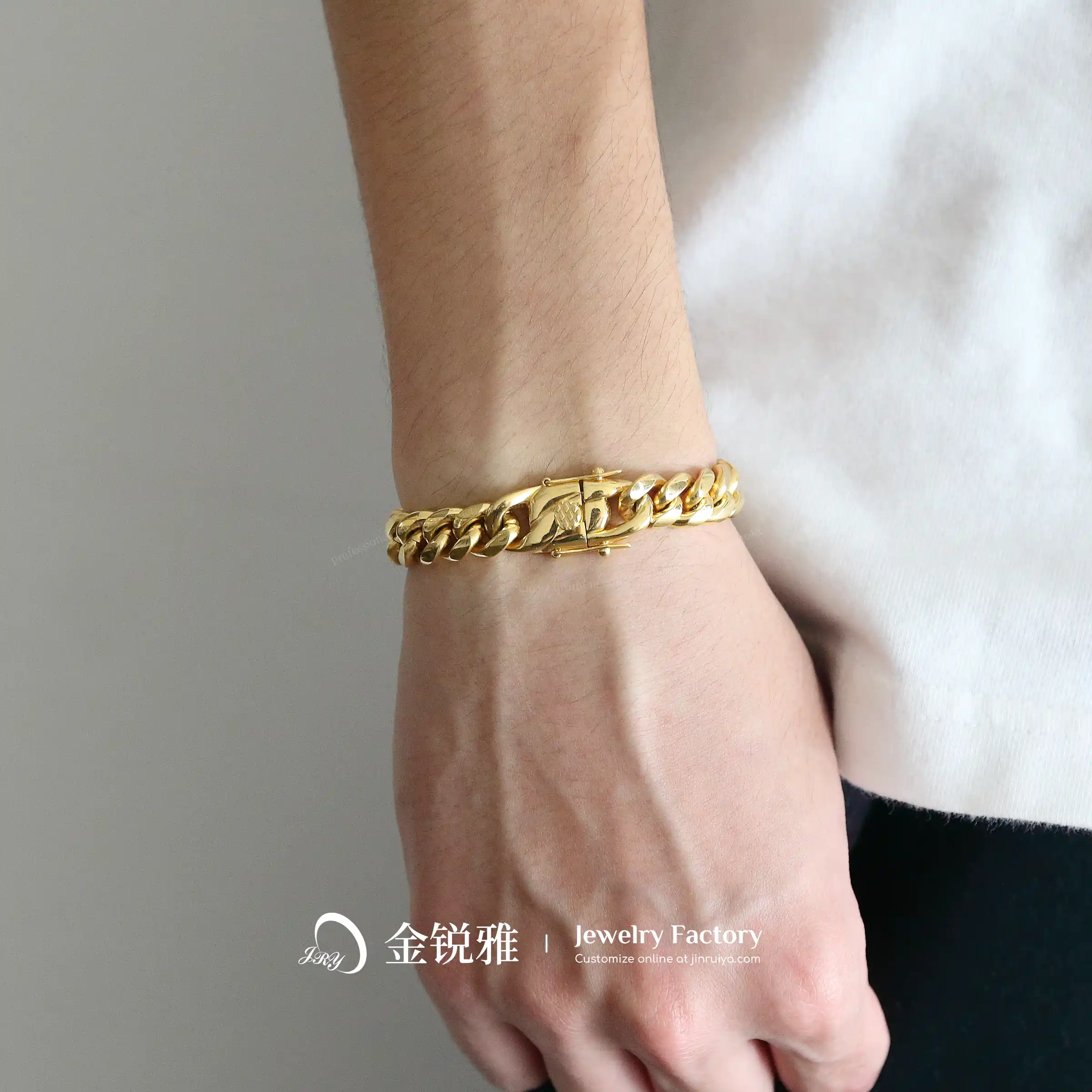 12mm Cuban link bracelet wearing display