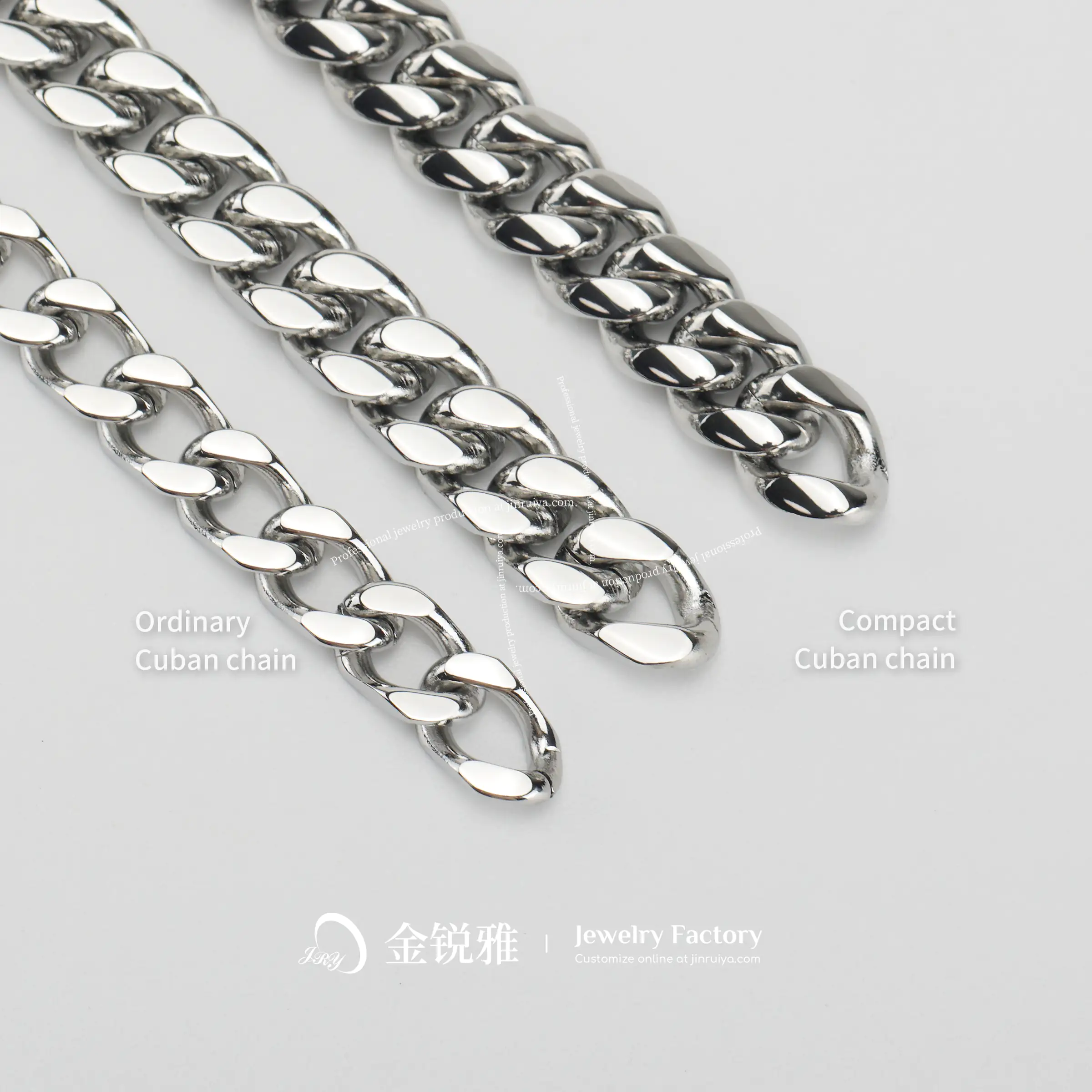 A more compact and dense Cuban link chain compared to ordinary ones