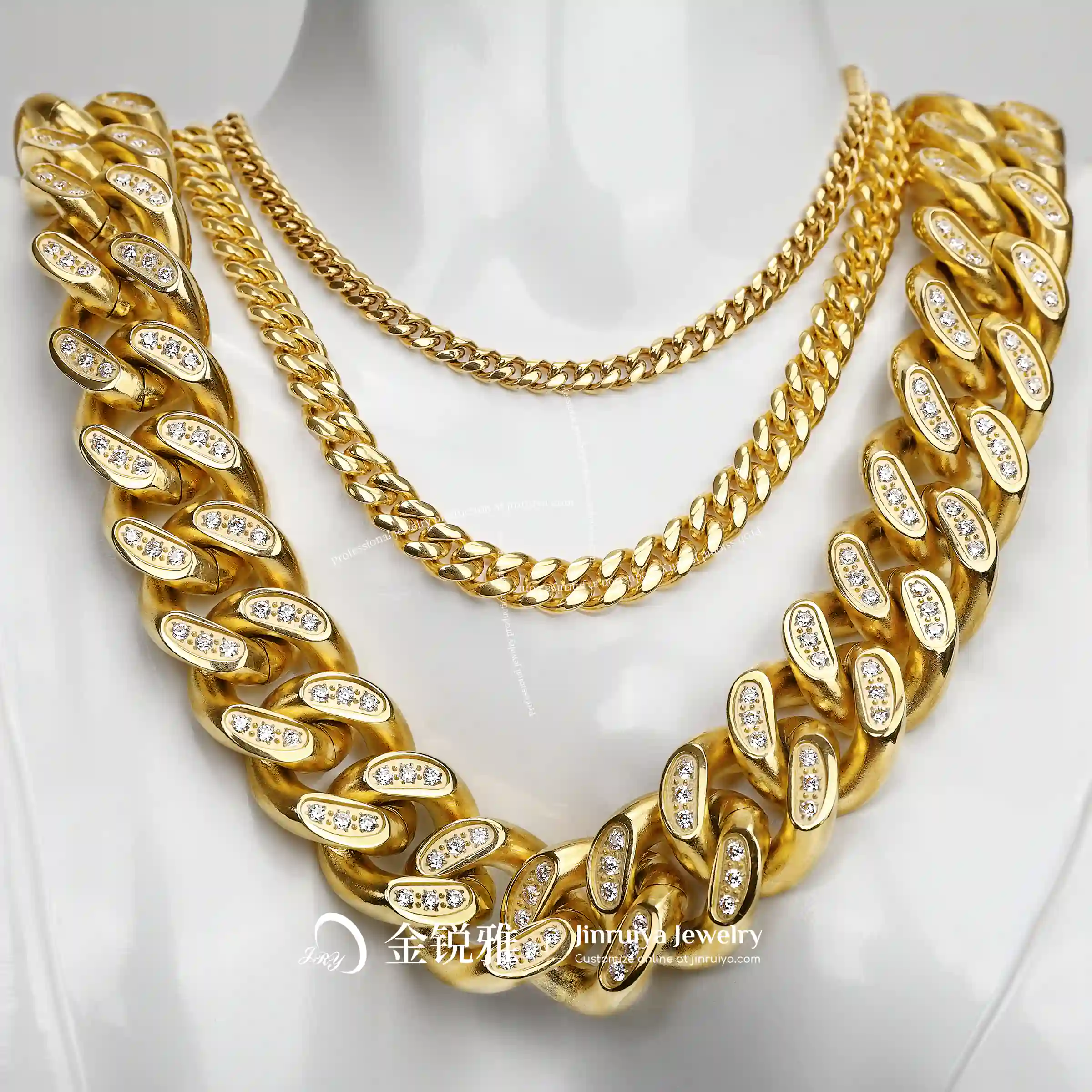 Collares de eslabones cubanos de oro