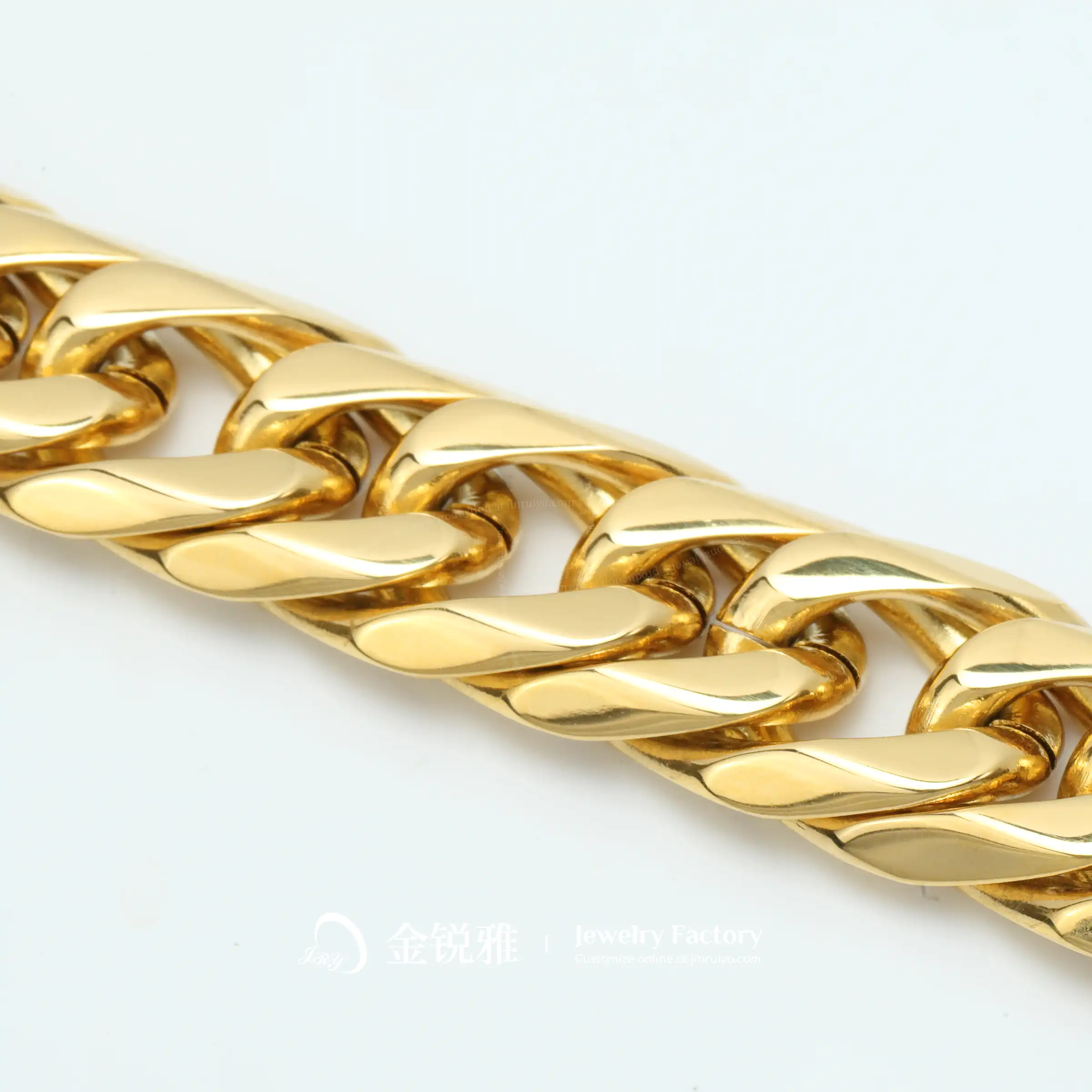 Rounded edges of Cuban link chain