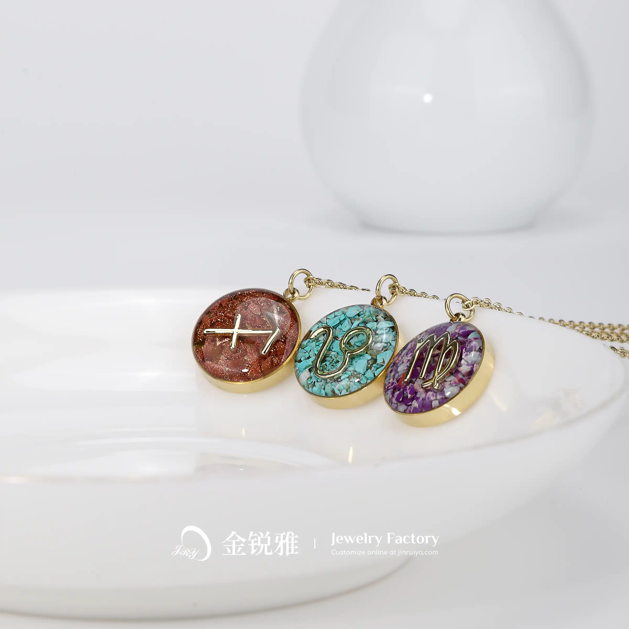 Multiple Styles of Zodiac Stone Enamel Necklace