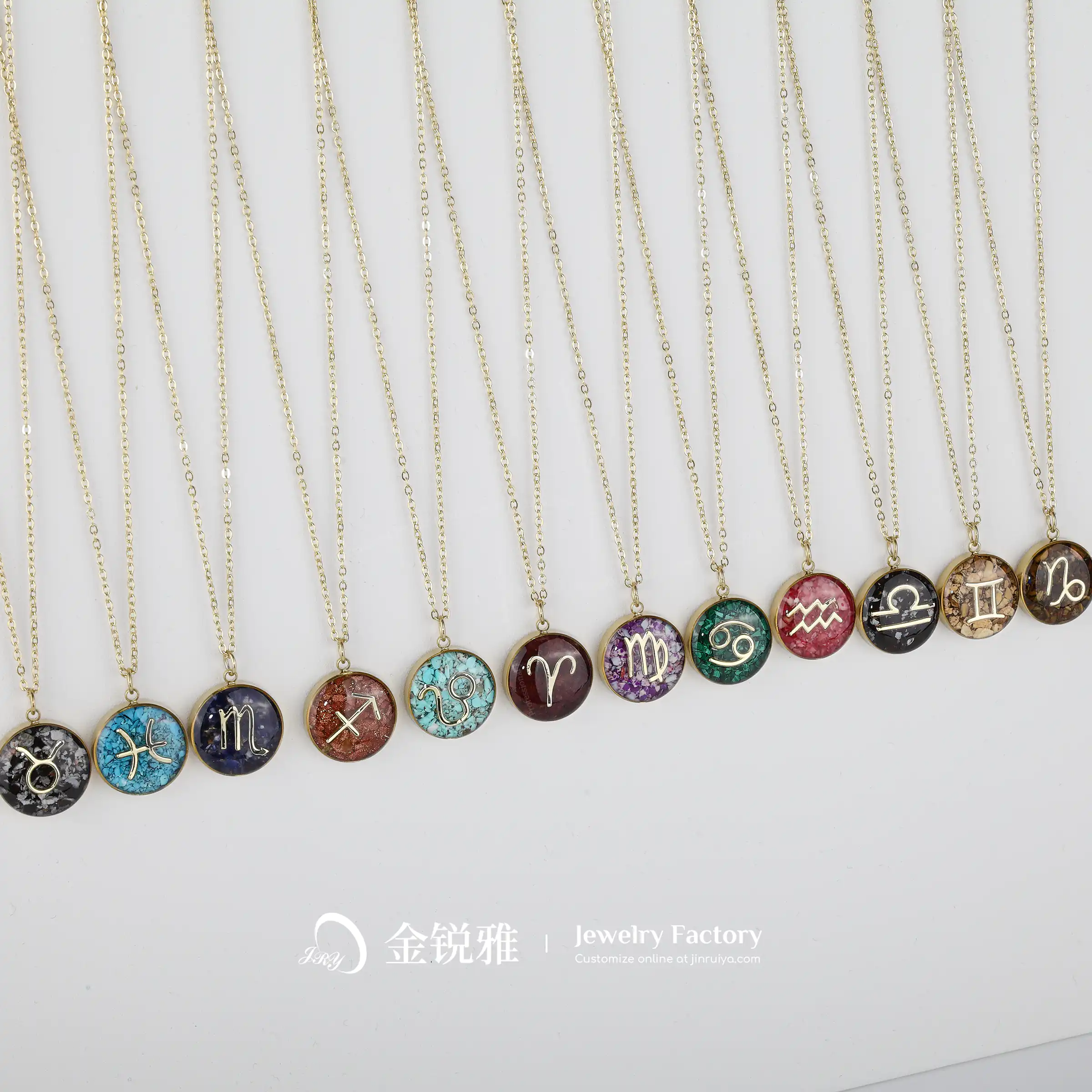 Zodiac Stone Enamel Necklace