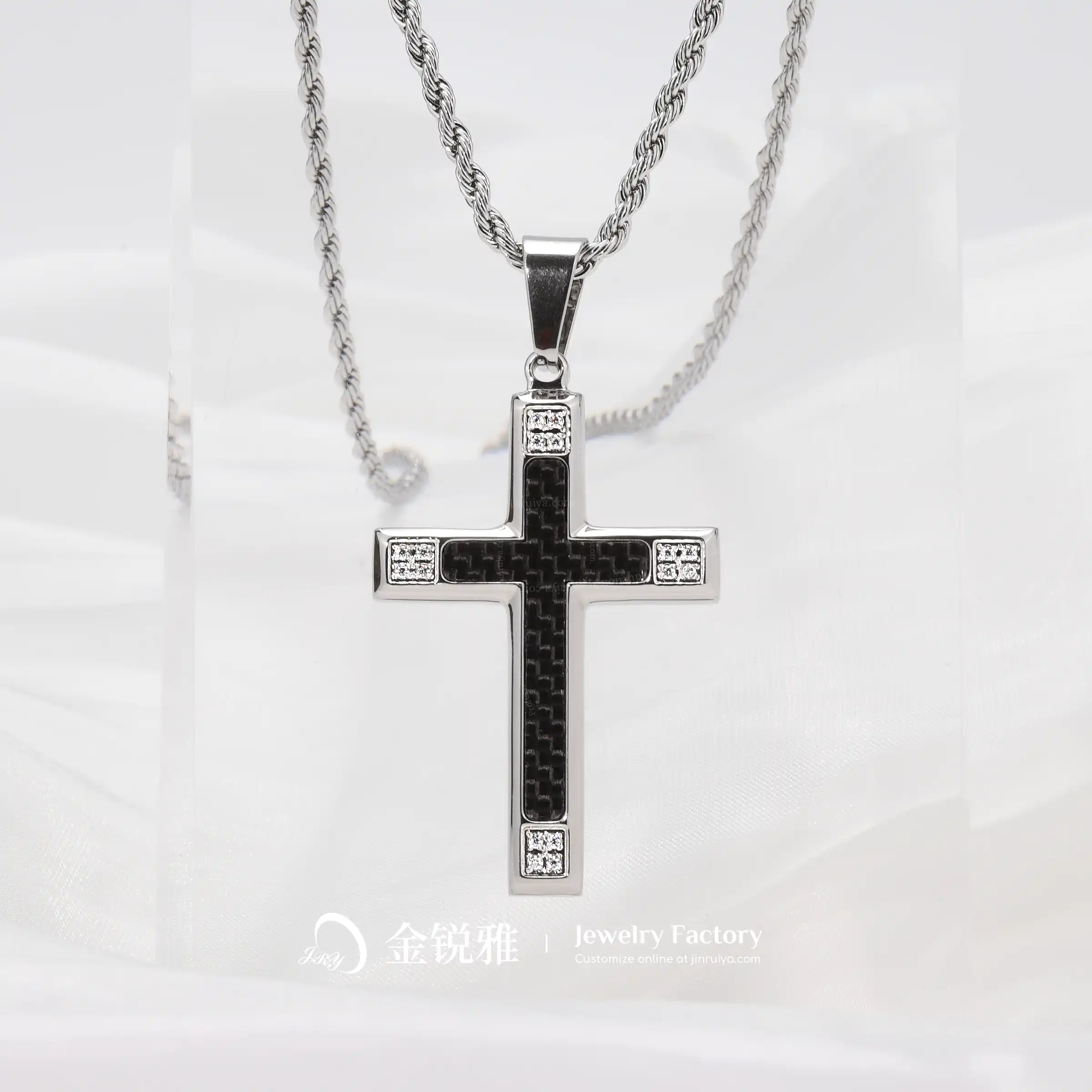 Zirconia Cross Necklace Display Two