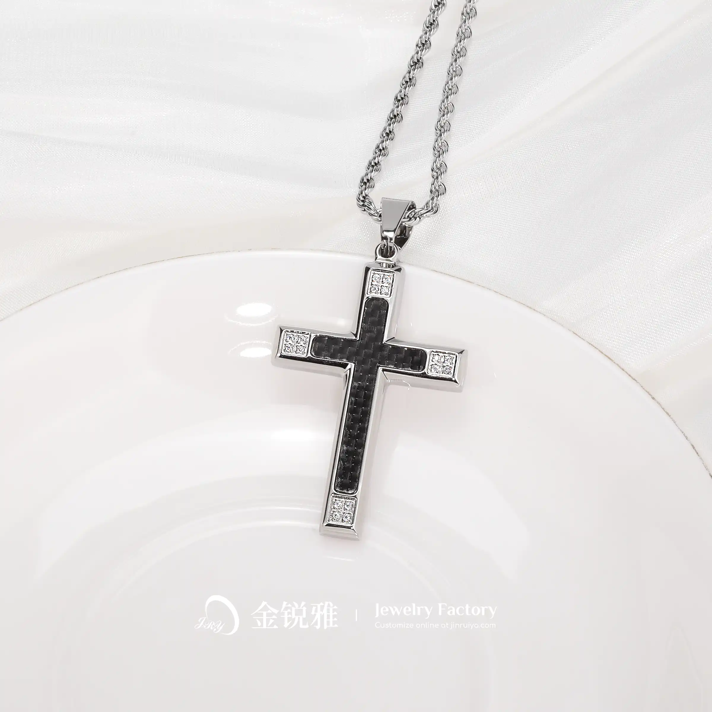 Zirconia Cross Necklace Display