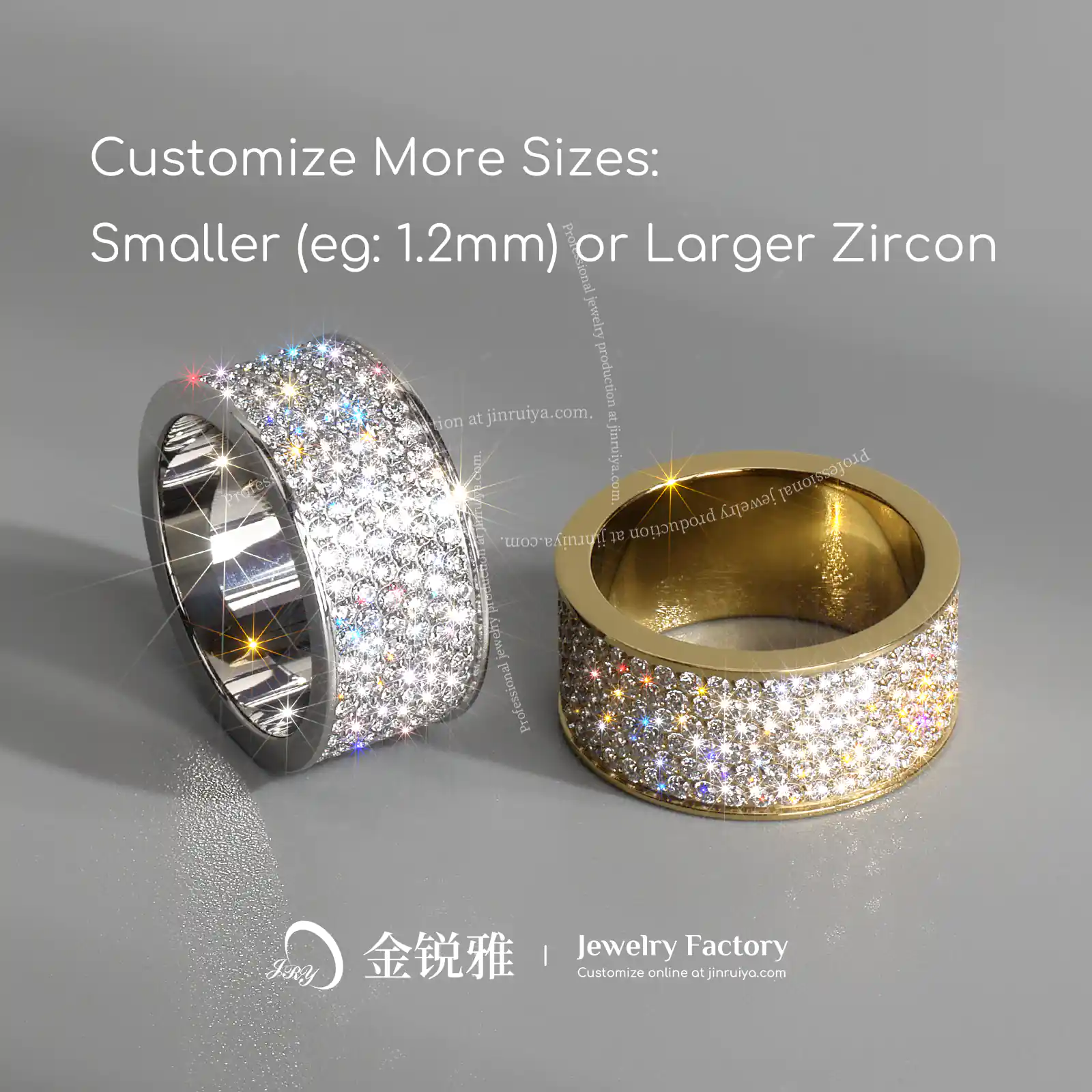 Cincin full CZ (cubic zirconia) yang dapat disesuaikan untuk memenuhi kebutuhan pribadi Anda